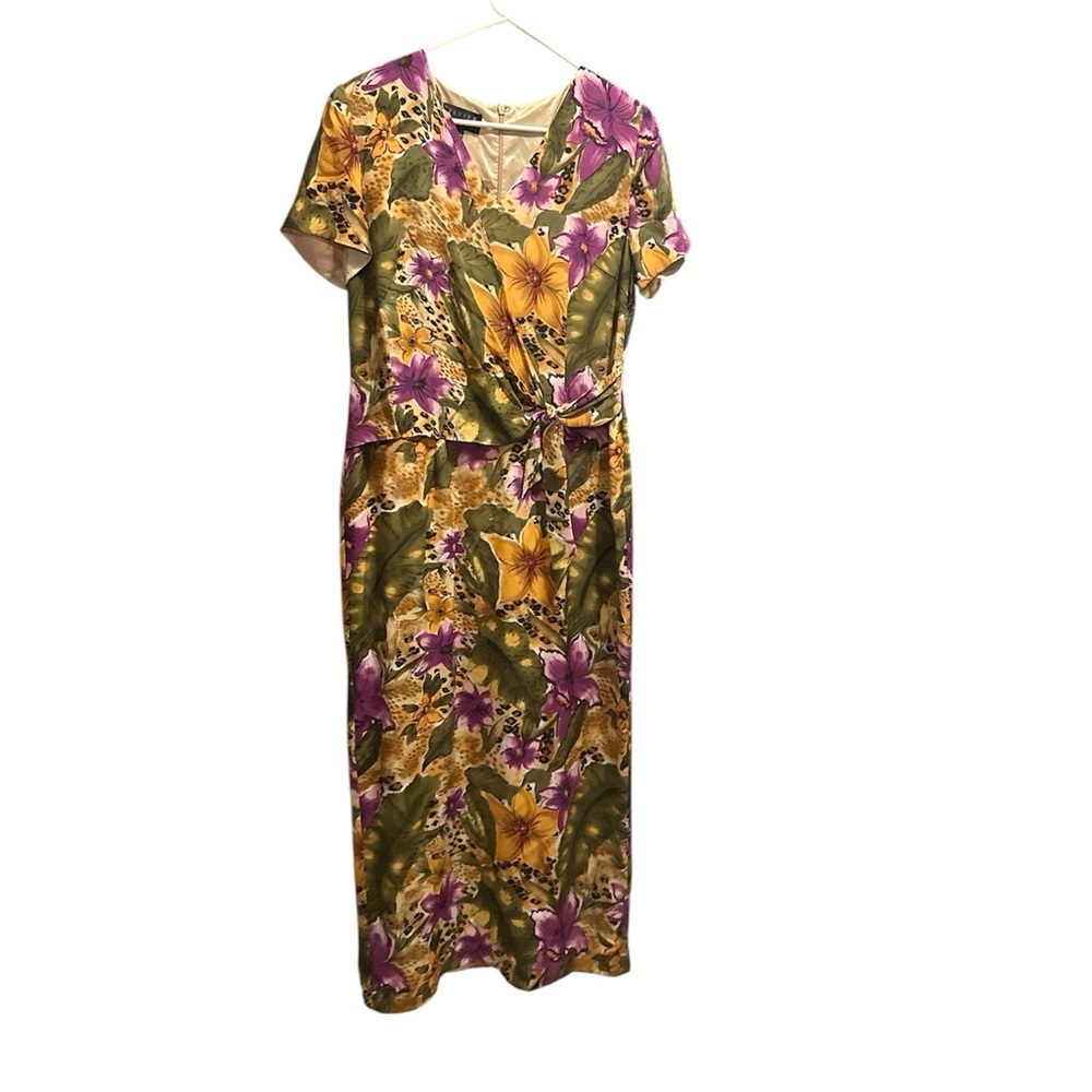 Jeremy Spenser 100% silk Floral Print Maxi Dress